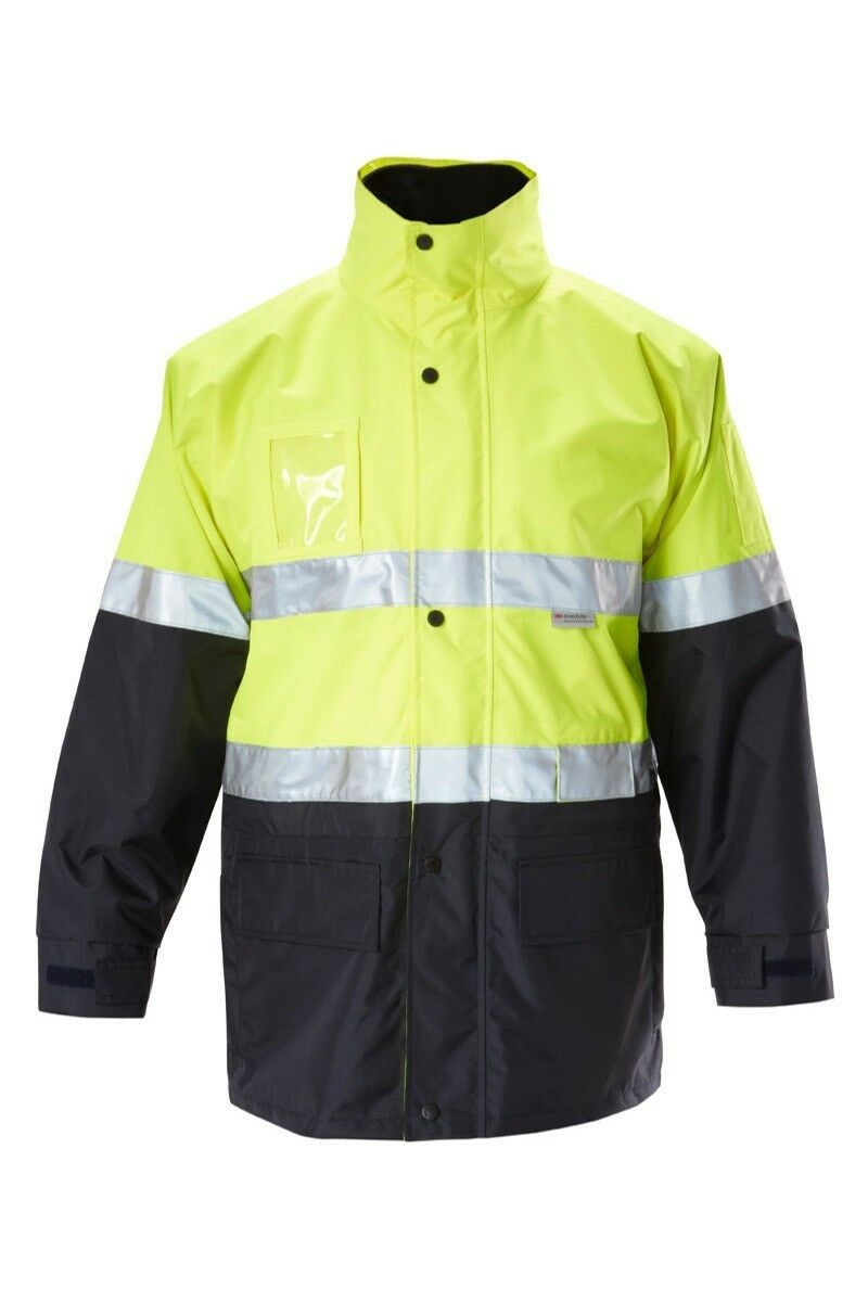 Mens Hard Yakka Foundations Hi-Vis Six 6 Way Jacket Reflective Tape Work Y06556- Bannav S Bannav LLC