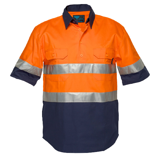 Portwest Hi-Vis Two Tone Regular Weight Short Sleeve Close Shirt Tape MC102- Bannav S Bannav LLC
