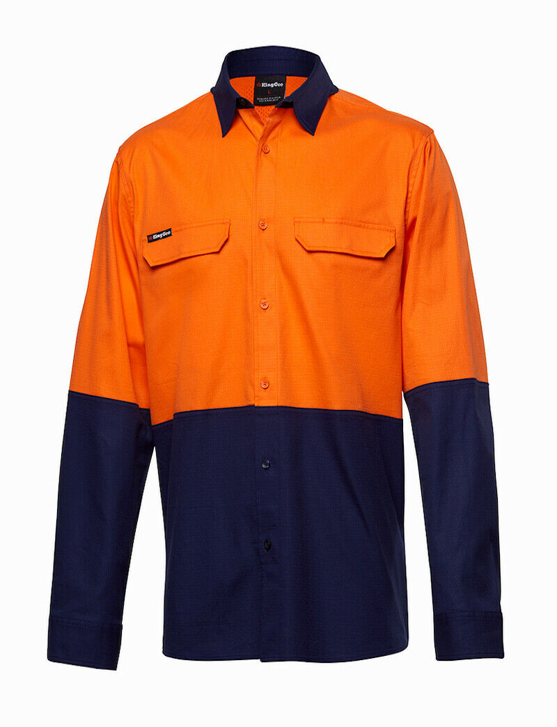 KingGee Mens Workcool Pro Spliced Shirt Long Sleeve Ripstop Work Safety K54027- Bannav S Bannav LLC