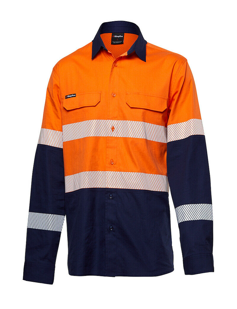 KingGee Mens Workcool Pro Bio Motion Shirt Long Sleeve Work Safety Comfy K54028- Bannav S Bannav LLC
