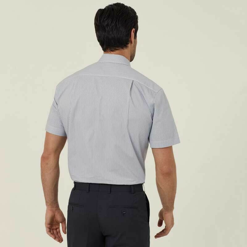 NNT Mens Avignon Stripe Short Sleeve Shirt Casual Regular Fit Business CATJDK- Bannav S Bannav LLC