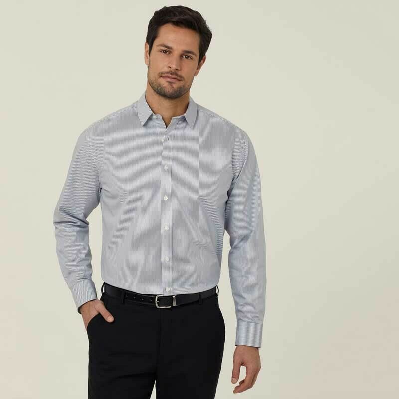 NNT Mens Avignon Stripe Long Sleeve Shirt Casual Regular Fit Business CATJD9- Bannav S Bannav LLC
