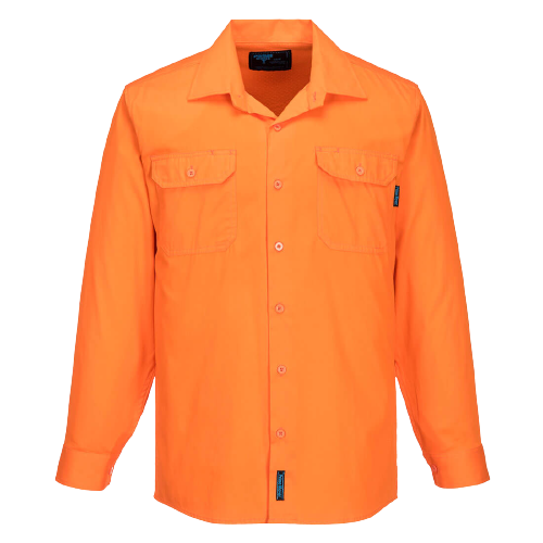 Portwest Hi-Vis Lightweight Long Sleeve Shirt Collared Button Comfy Shirt MS301- Bannav S Bannav LLC