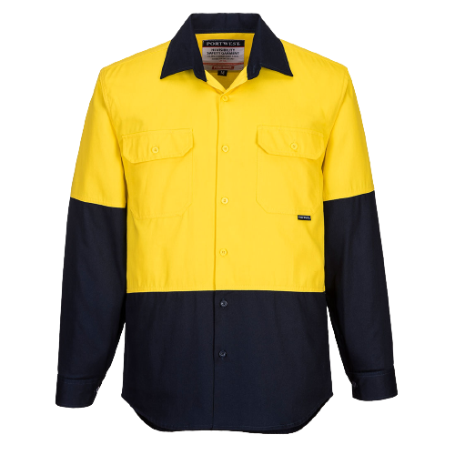 Portwest Hi-Vis Two Tone Regular Weight Long Sleeve Shirt Work Safety MS901- Bannav S Bannav LLC