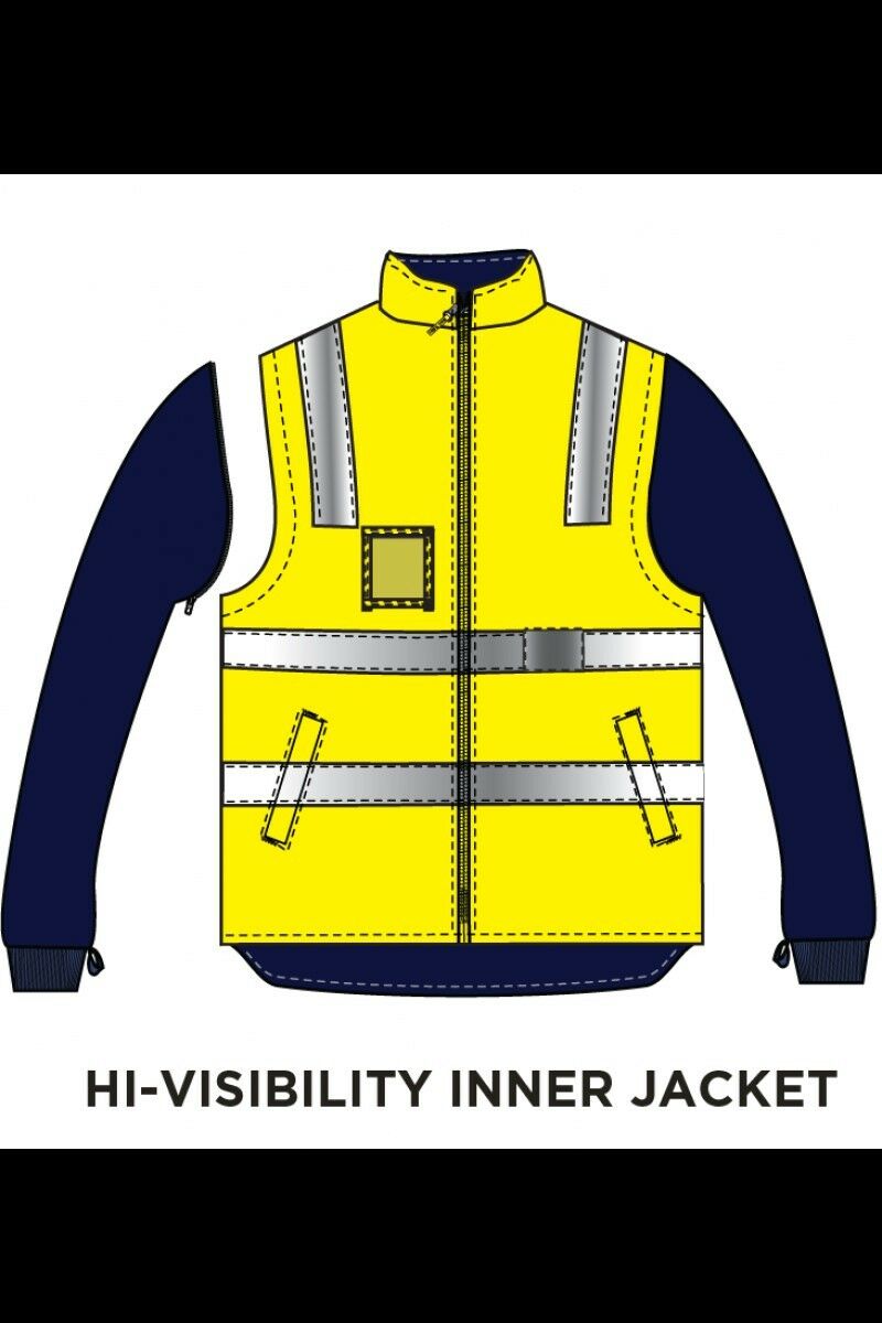 Mens Hard Yakka Foundations Hi-Vis Six 6 Way Jacket Reflective Tape Work Y06556- Bannav S Bannav LLC