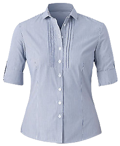 NNT Womens Cotton Blend Balance Stripe 3/4 Roll up Shirt Classic Shirt CAT4MB- Bannav S Bannav LLC