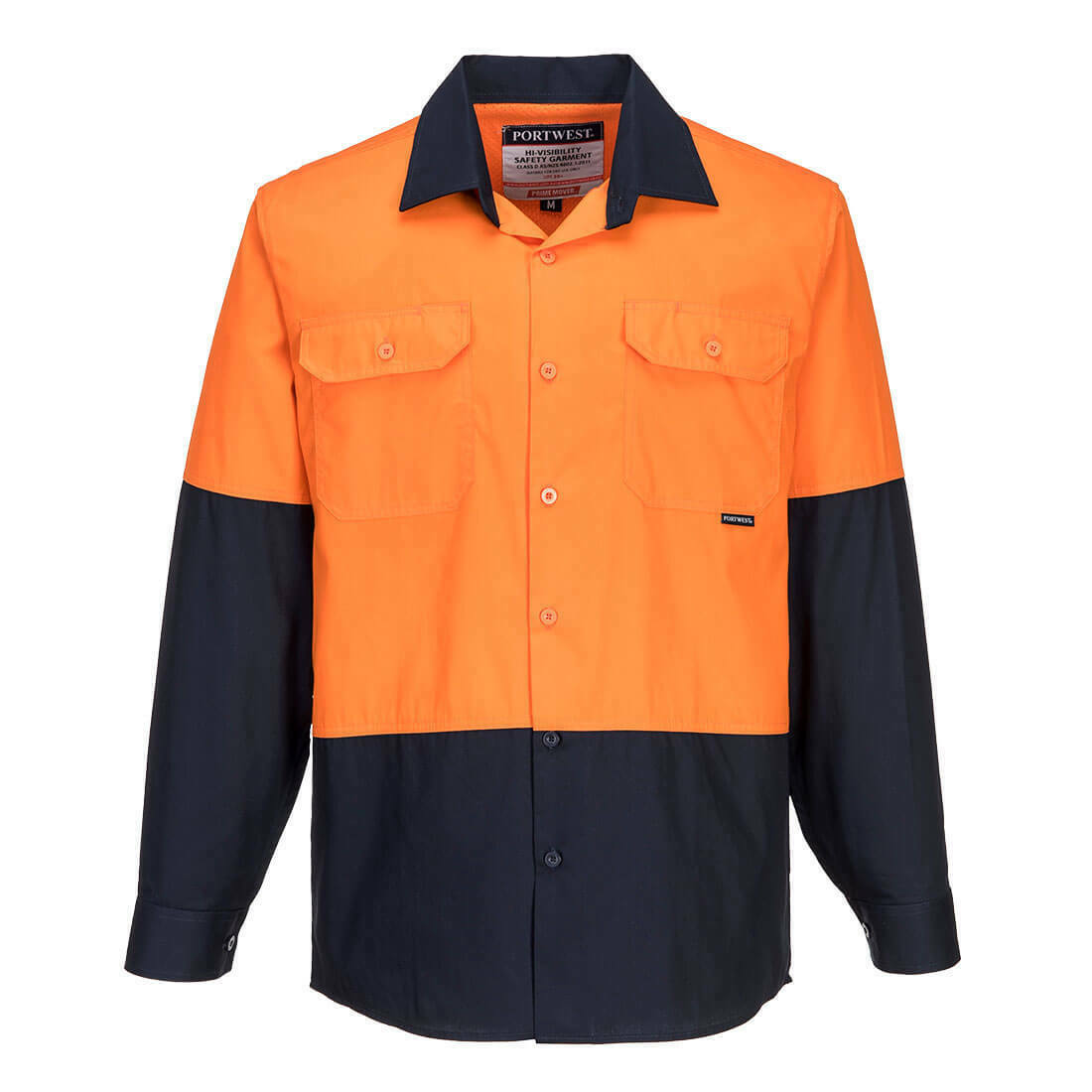 Portwest Mens Prime Mover Hi-Vis Lightweight Long Sleeve Shirt Cotton Work MS801- Bannav S Bannav LLC