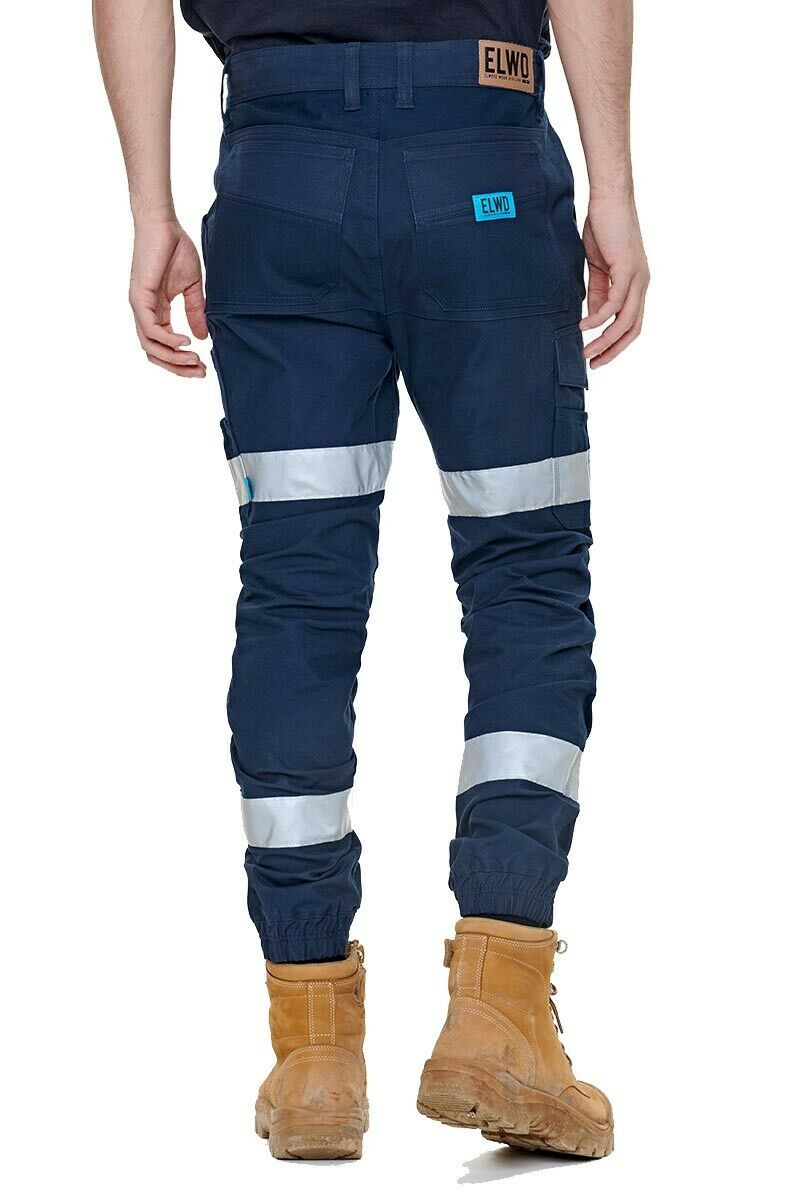 Elwood Mens Reflective Cuffed Work Pants Taped Pant Stretch Canvas Cargo EWD107- Bannav S Bannav LLC