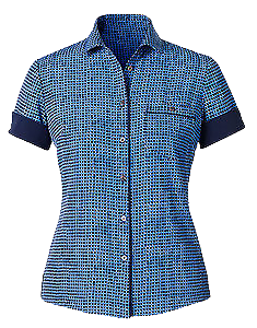 NNT Womens Pixel Print S/S Action Back Shirt Collared Button Shirt CAT9S2- Bannav S Bannav LLC