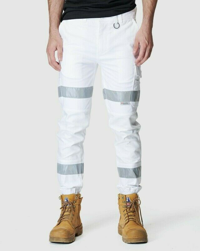 Elwood Mens Reflective Cuffed Work Pants Taped Pant Stretch Canvas Cargo EWD107- Bannav S Bannav LLC