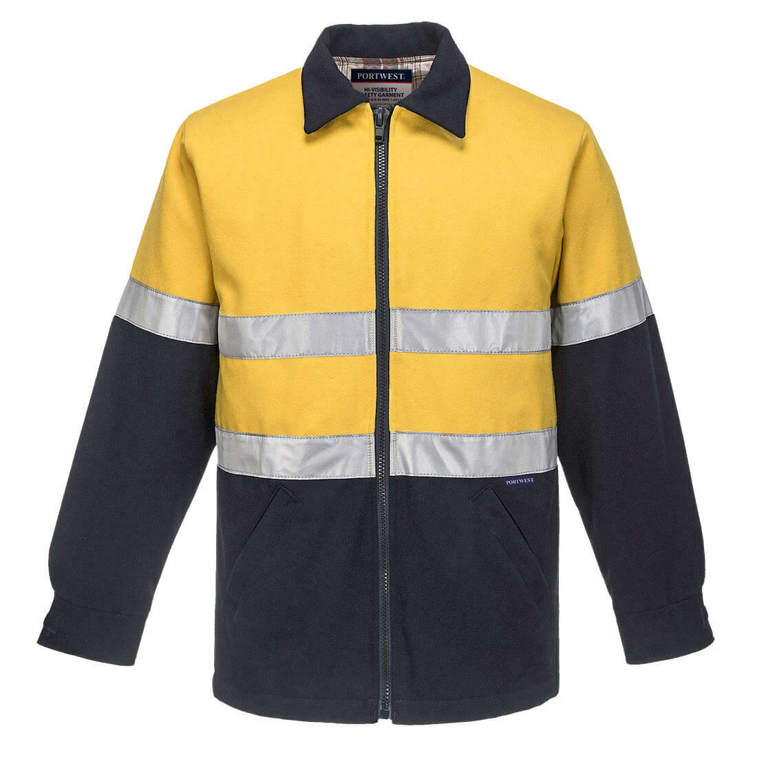 Portwest Mens Wool Blend Bluey Jacket High Vis Day/Night Reflective Safety MW02- Bannav S Bannav LLC