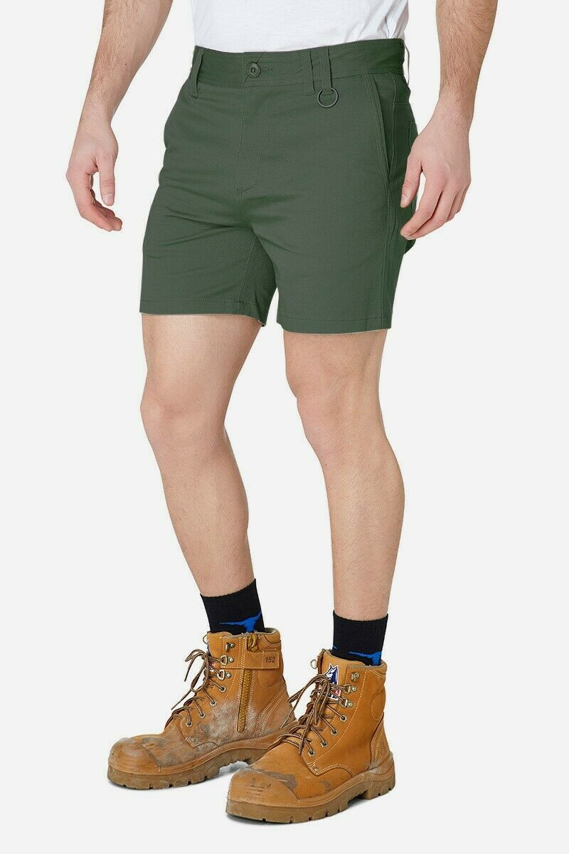 Mens Elwood Work Basic Shorts Stretch Twill Reinforced Pockets Tradie EWD202- Bannav S Bannav LLC