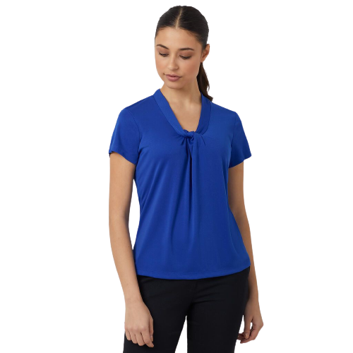 NNT Womens Matt Jersey Twist Neck Short Sleeve Top Classic Fit V Neckline CATUFS- Bannav S Bannav LLC