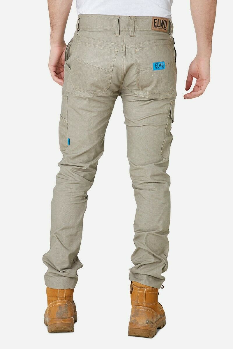 Mens Elwood Slim Pants Stretch Canvas Work Utility Safety Tradie Phone EWD105- Bannav S Bannav LLC