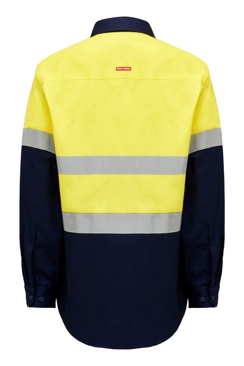 Hard Yakka Mens Core Hi-Vis Job Site Safety Tough Cotton Work Shirt Taped Y04615- Bannav S Bannav LLC