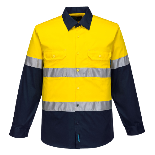 Portwest Mens Prime Mover Taped Hi-Vis Lightweight Long Sleeve Shirt Work MA801- Bannav S Bannav LLC