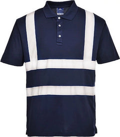 F477 Mens Reflective Iona Work Polo Shirt Navy, 5X-Large- Bannav S Bannav LLC