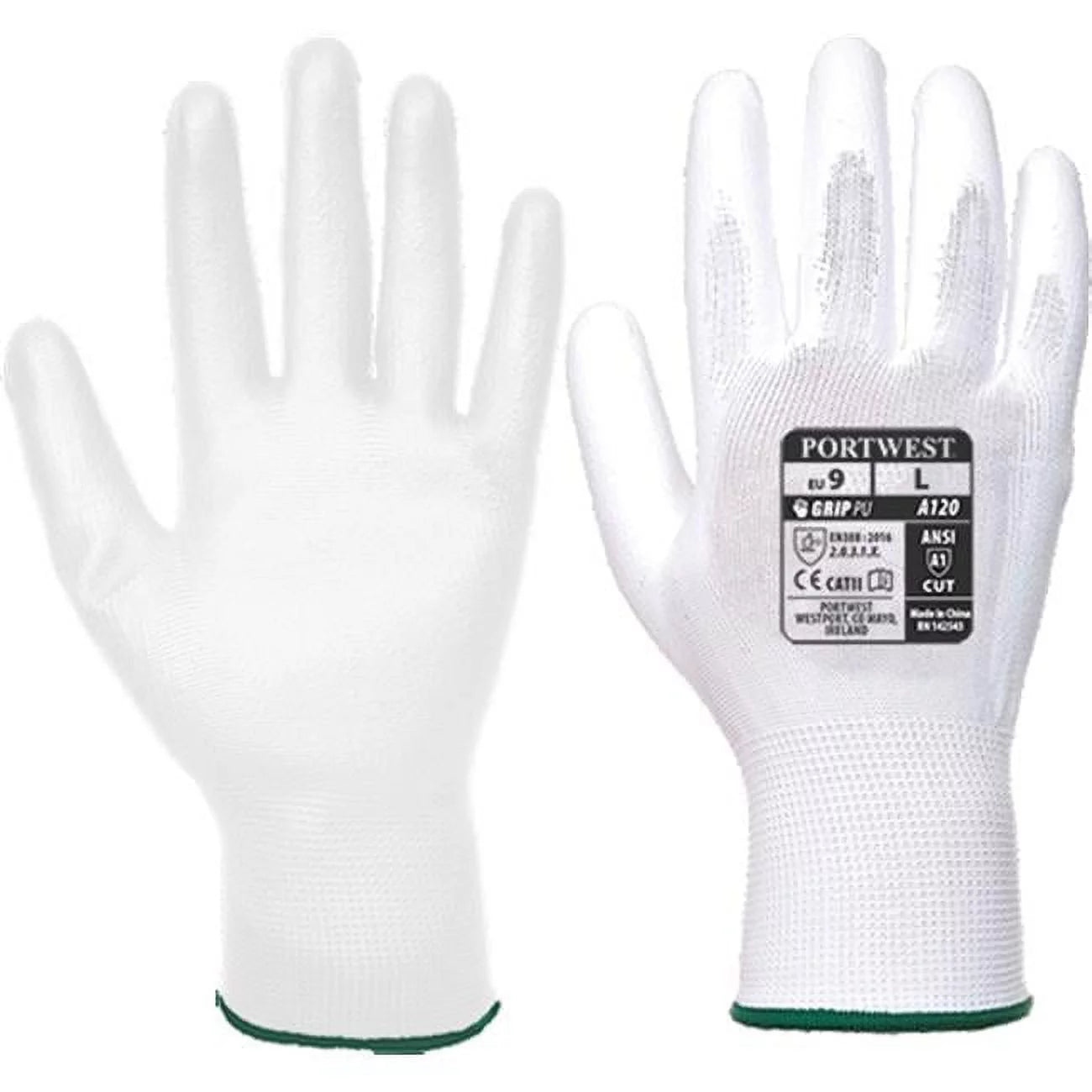 VA120 Smooth Vending PU Coated Palm Dipped Work Gloves White, Medium- Bannav S Bannav LLC