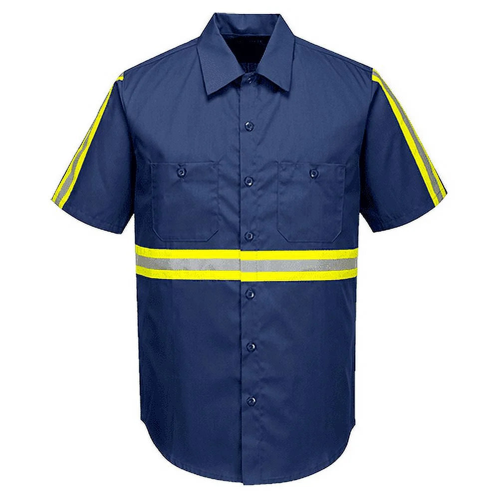 F124 Mens Reflective Iona Xtra Short Sleeve Work Shirt Navy, 4X-Large- Bannav S Bannav LLC