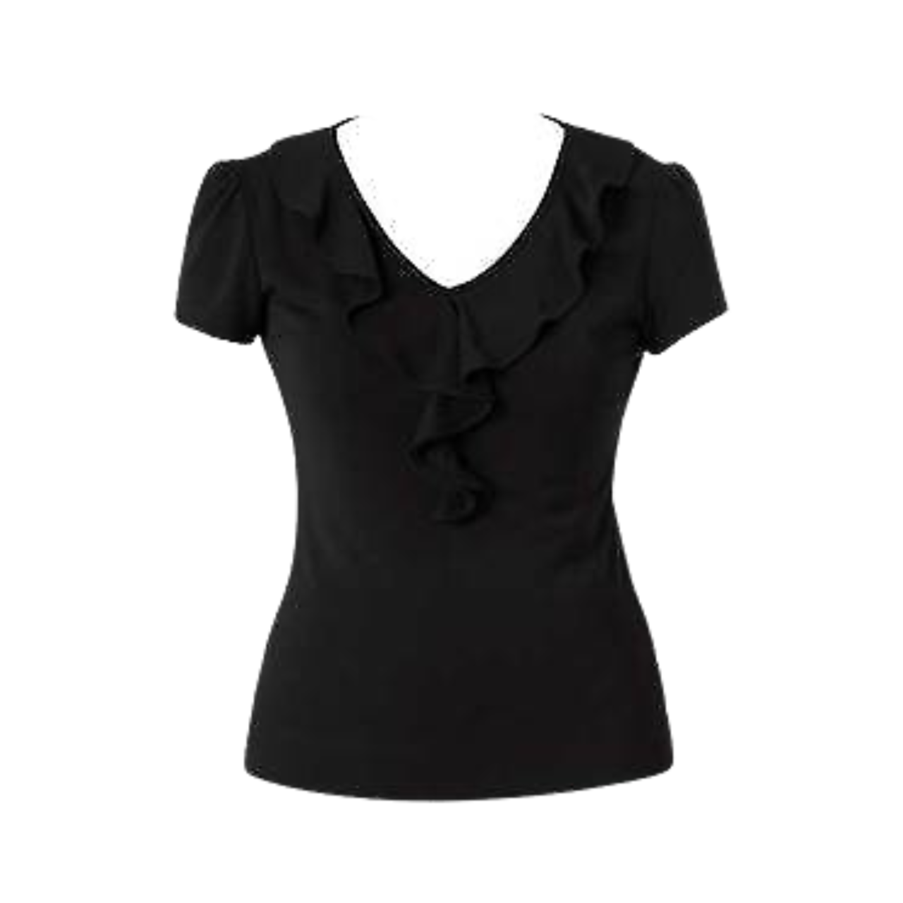 NNT Womens Matt Jersey Cap Sleeve Ruffle T-Top Classic Fitter Shirt CAT48F- Bannav S Bannav LLC