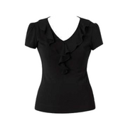 NNT Womens Matt Jersey Cap Sleeve Ruffle T-Top Classic Fitter Shirt CAT48F- Bannav S Bannav LLC