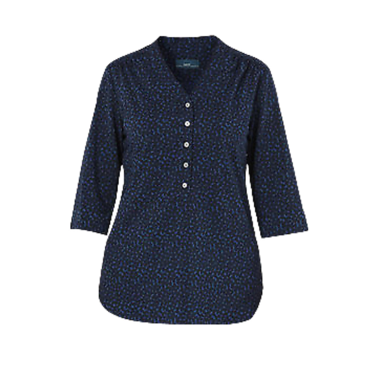 NNT Womens Pebble Print 3/4 Sleeve Tunic V Neckline Button Shirt CAT9XW- Bannav S Bannav LLC