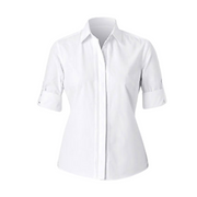 NNT Womens Polycotton 3/4 Rollup Shirt White Classic Business Shirt CAT4M9- Bannav S Bannav LLC