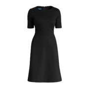 NNT Womens Ponte Knit A Line Dress Black Classic Fit Pleated Dress CAT66K- Bannav S Bannav LLC