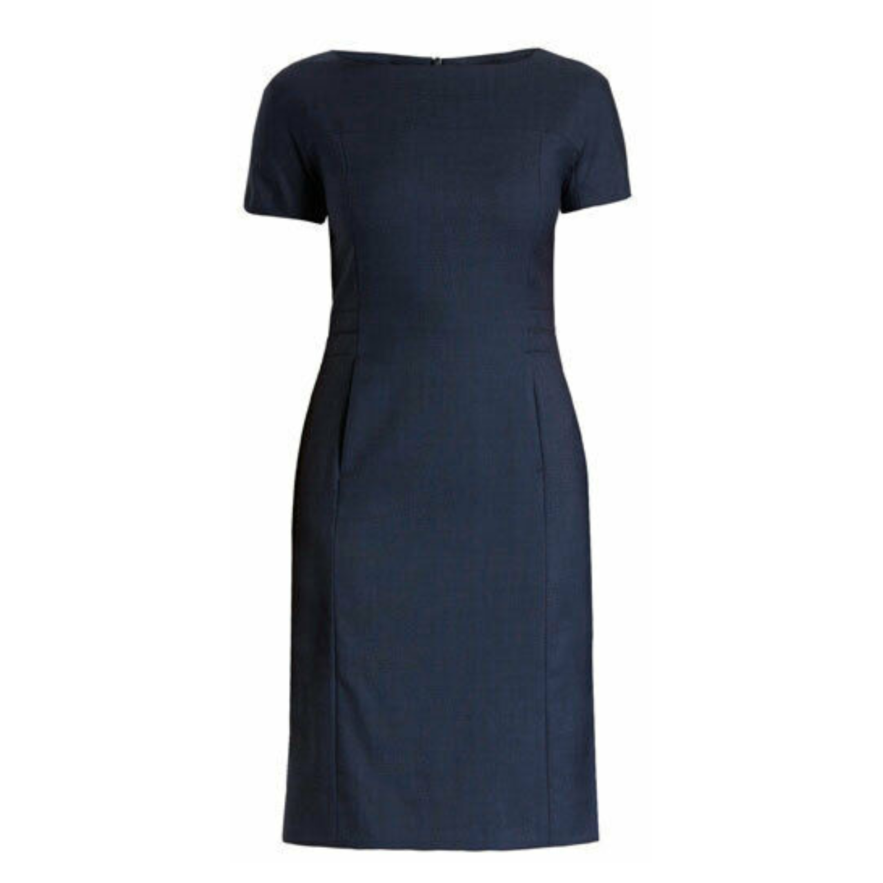 NNT Women Sharkskin Short Sleeve Detail Dress Formal Business Knee Lenght CAT66L- Bannav S Bannav LLC