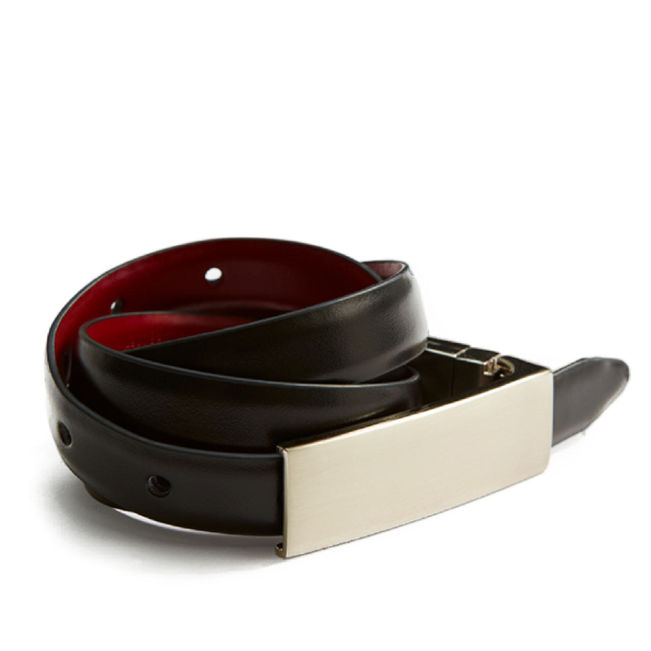 NNT Womens Leather Reversible Belt Metal Twist Buckle 2 Colors CAT0GE- Bannav S Bannav LLC
