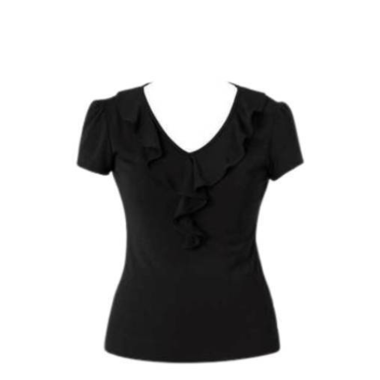 NNT Womens Cap Sleeve Ruffle Neck T- Top V Neck Cap Sleeves Shirt CAT48H- Bannav S Bannav LLC