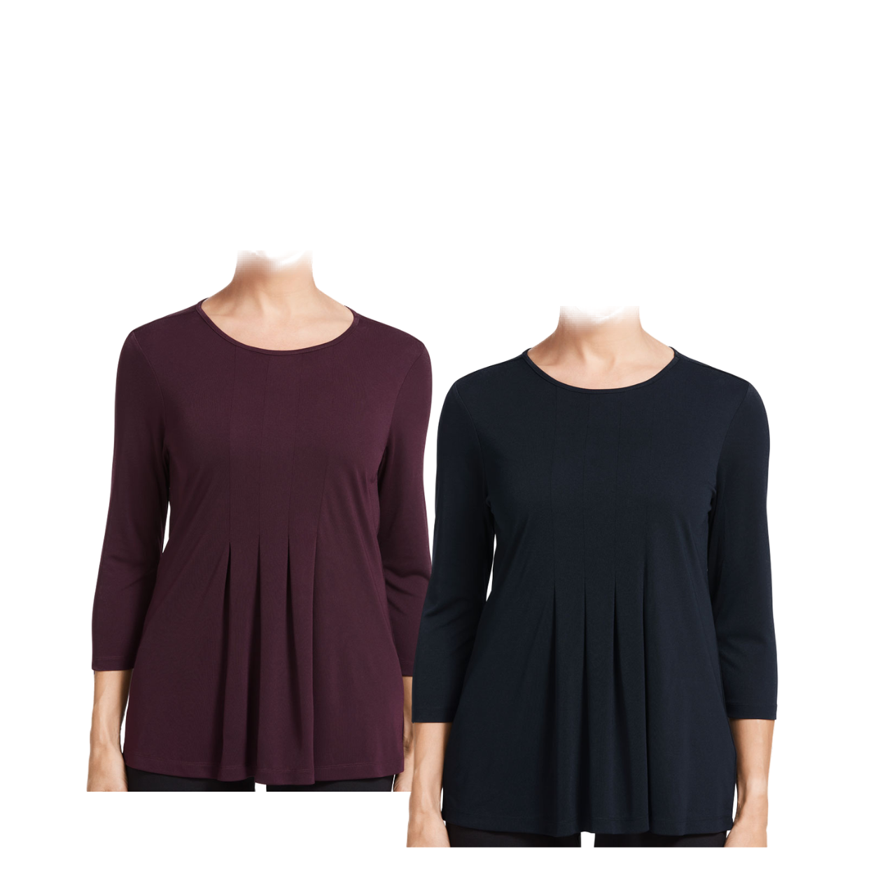 NNT Womens 3/4 Sleeve T-Top  Pleat Front Stretch Matt Jersey Comfort CATU7D- Bannav S Bannav LLC