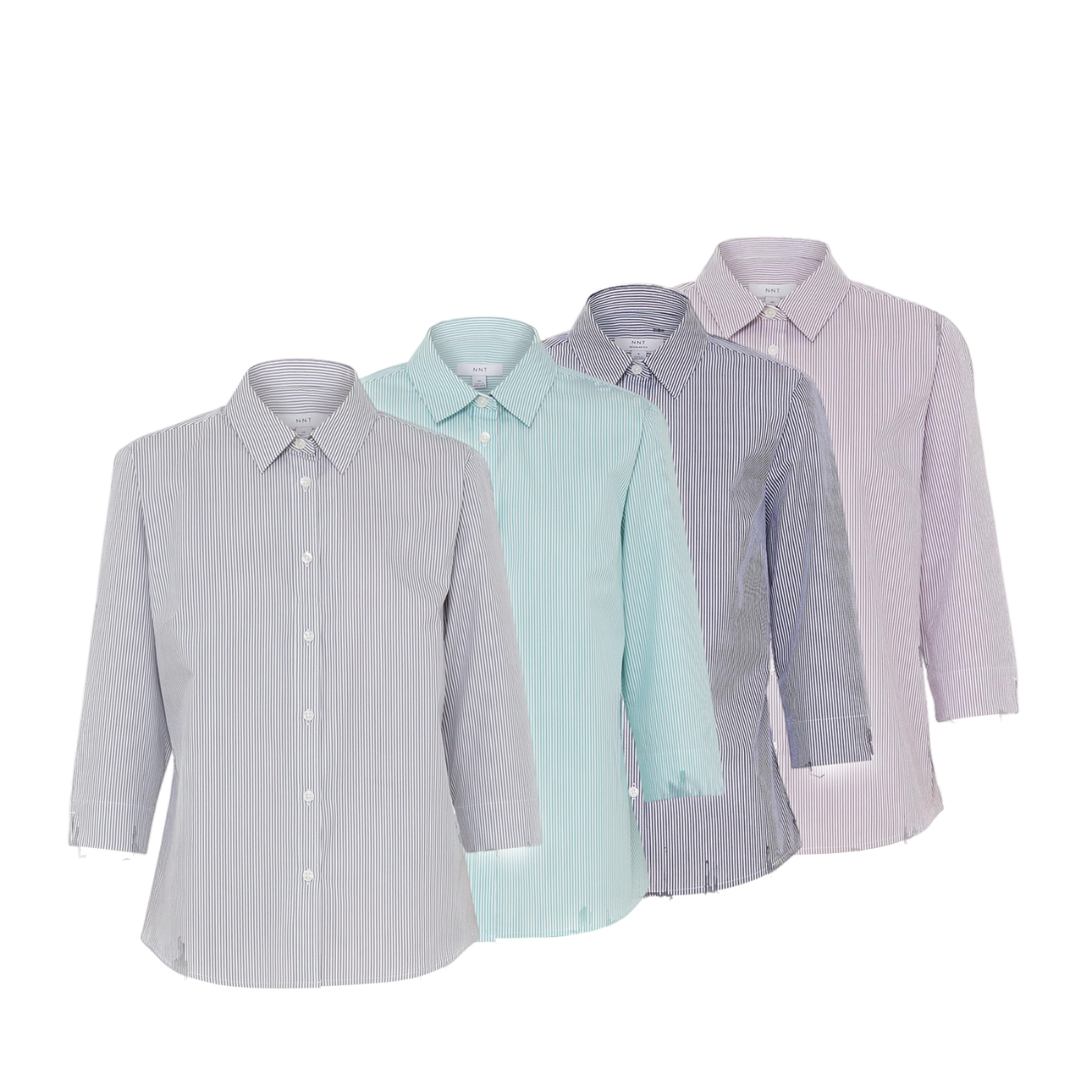 NNT Womens Avignon Formal Stripe 3/4 Sleeve Business Shirts Regular Fit CATUKV- Bannav S Bannav LLC
