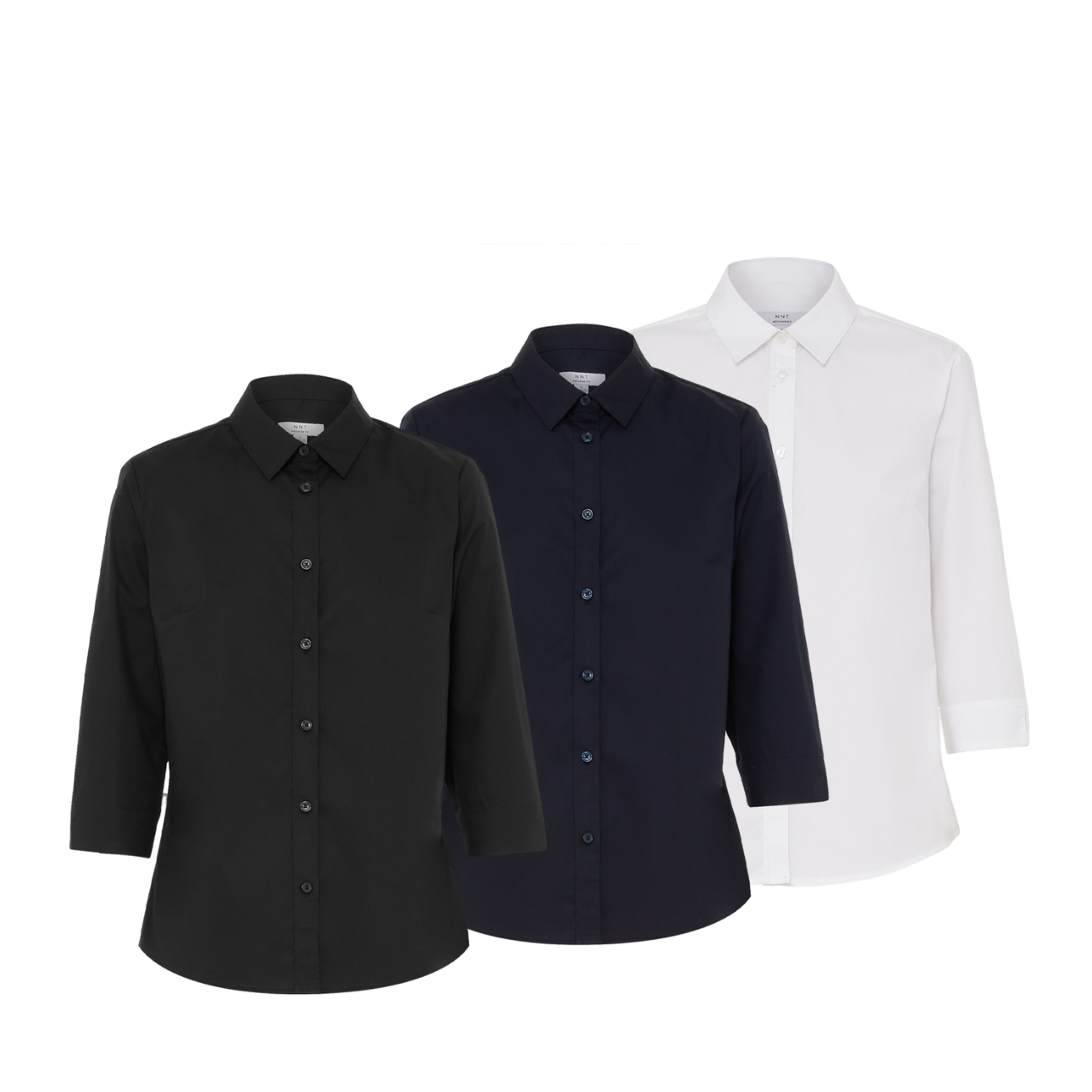 NNT Womens Avignon Formal Stripe 3/4 Sleeve Business Shirts Regular Fit CATUKY- Bannav S Bannav LLC