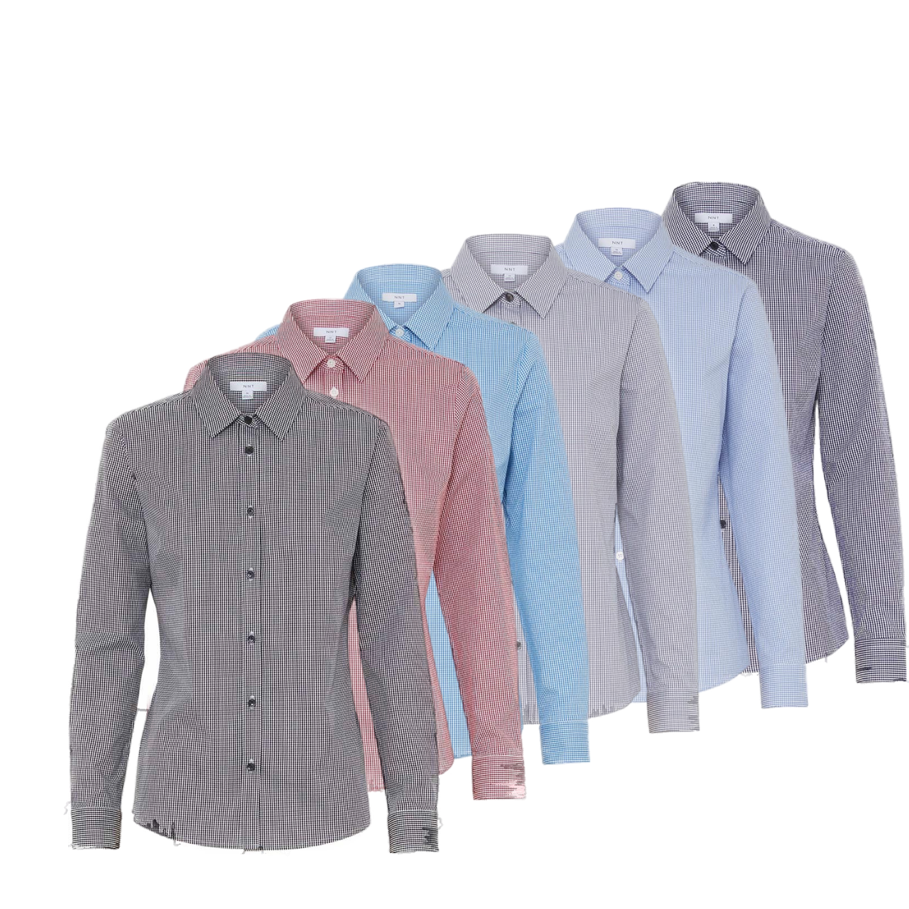 NNT Womens Avignon Gingham Business Shirts Long Sleeve Check Formal Shirt CATUKS- Bannav S Bannav LLC