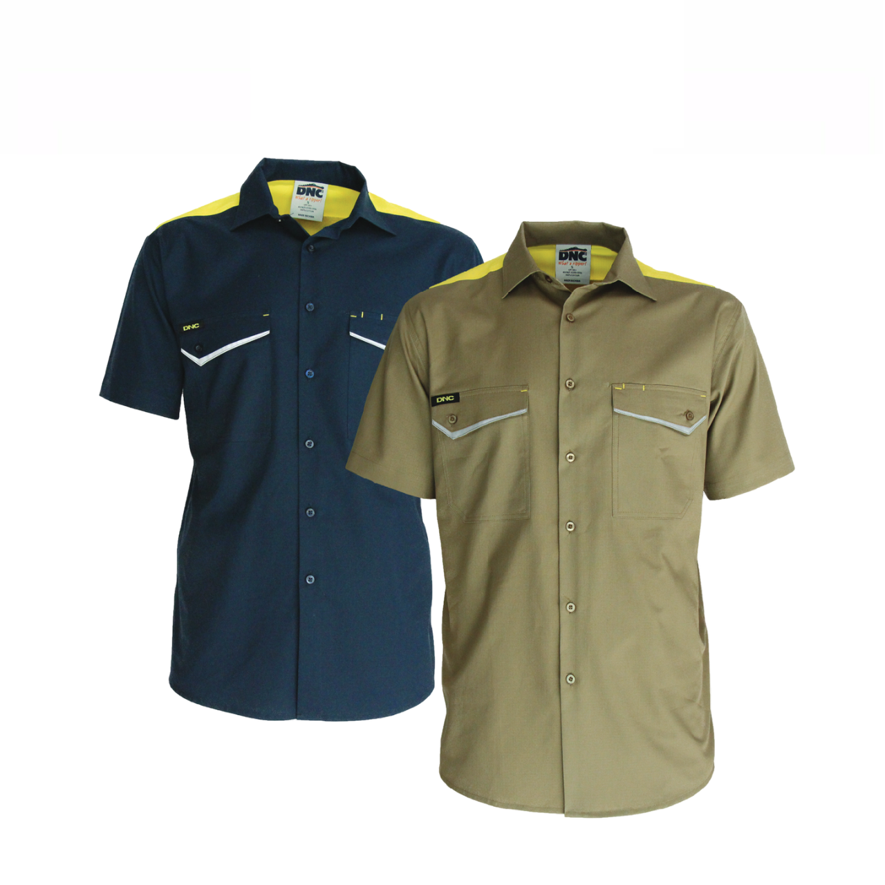 DNC Mens RipStop Cool Cotton Tradies Shirt, S/S Lightweight Breathable 3581- Bannav S Bannav LLC