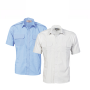 DNC Workwear Mens Epaulette Polyester Cotton Work Shirt Short Sleeve Casual 3213- Bannav S Bannav LLC