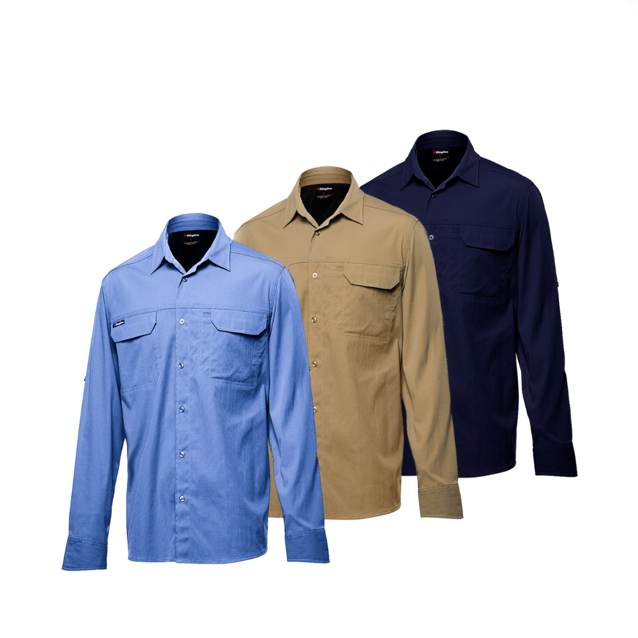 KingGee Mens KingGee Drycool Shirt L/S Breathable Comfort 2 Piece Collar K14023- Bannav S Bannav LLC