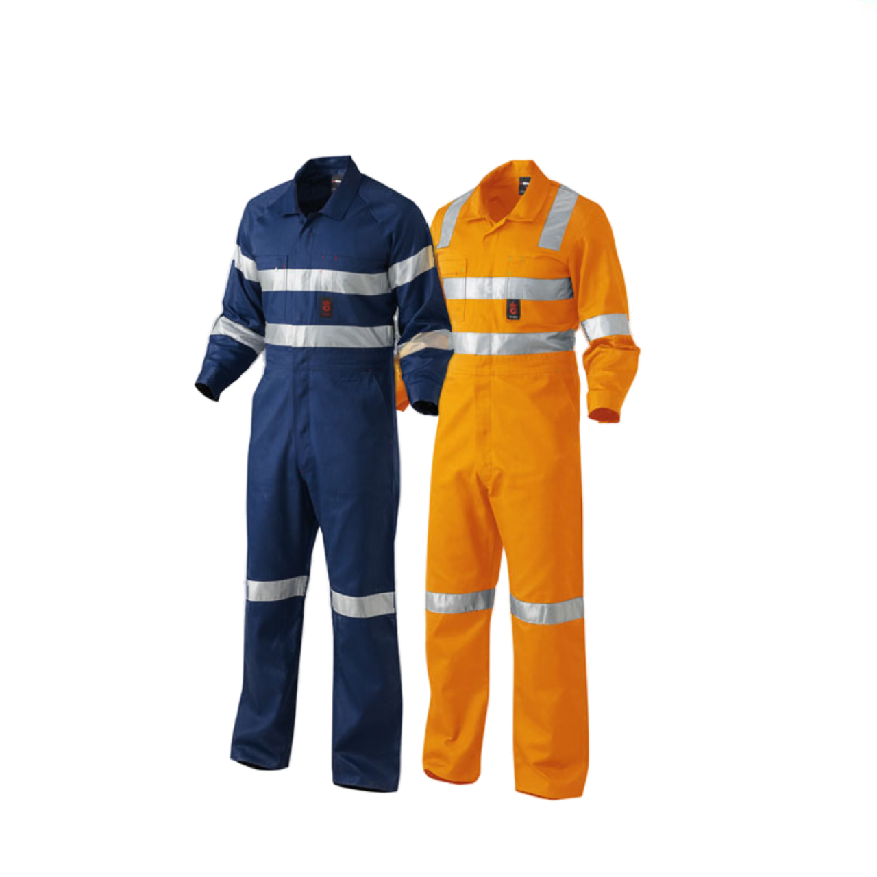 KingGee Mens Lightweight Cotton Drill Overalls Hi-Vis Taped Safety Work K51305- Bannav S Bannav LLC