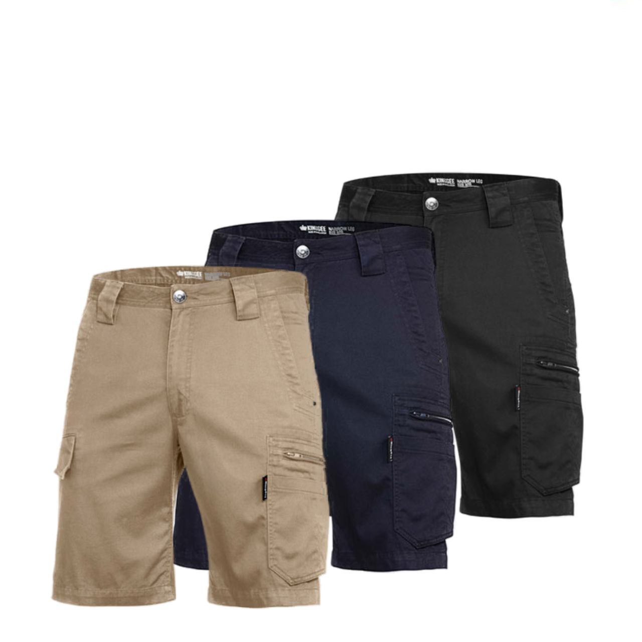 KingGee Mens Tradie Summer Cargo Shorts Narrow Fit Comfy Cotton Workwear K17340- Bannav S Bannav LLC