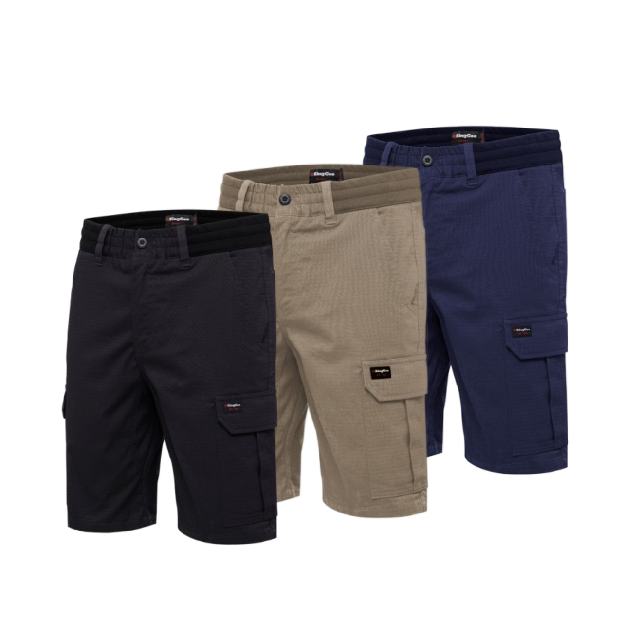 KingGee Shorts Mens Rib Comfort Waist Short Comfort Cargo Stretch Ripstop K17007- Bannav S Bannav LLC