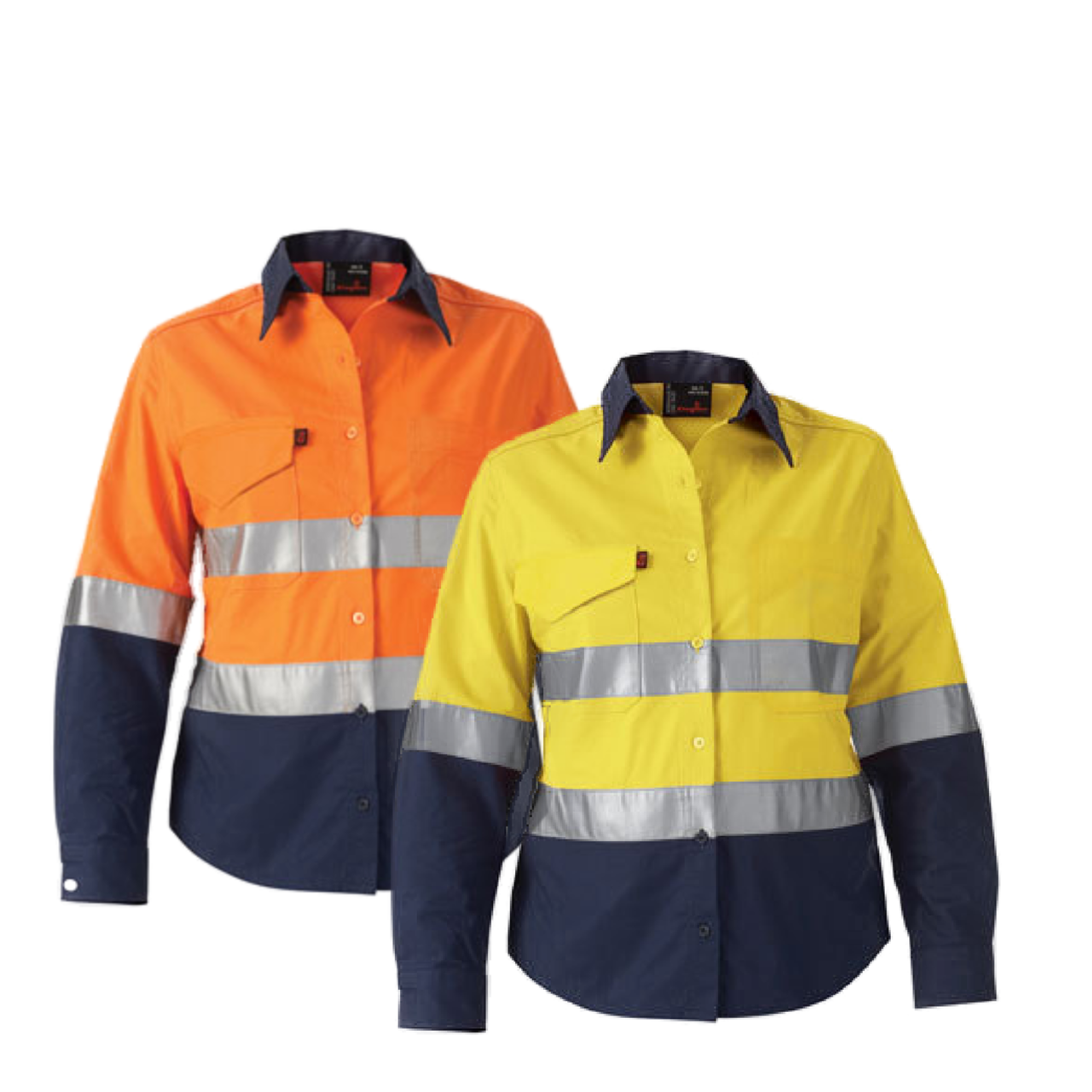 KingGee WorkCool 2 Womens Hi Vis Ref Spliced Shirt L/S Lightweight K44544- Bannav S Bannav LLC