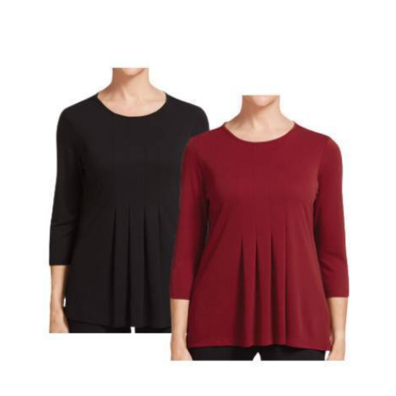 NNT Mens Matt Jersey 3/4 Sleeve T-Top Soft Round Neckline Pleated Blouse CATU7E- Bannav S Bannav LLC