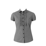NNT Womens Discontinued Mini Check Cap Sleeve Frill Shrill Business Shirt CAT48Z- Bannav S Bannav LLC
