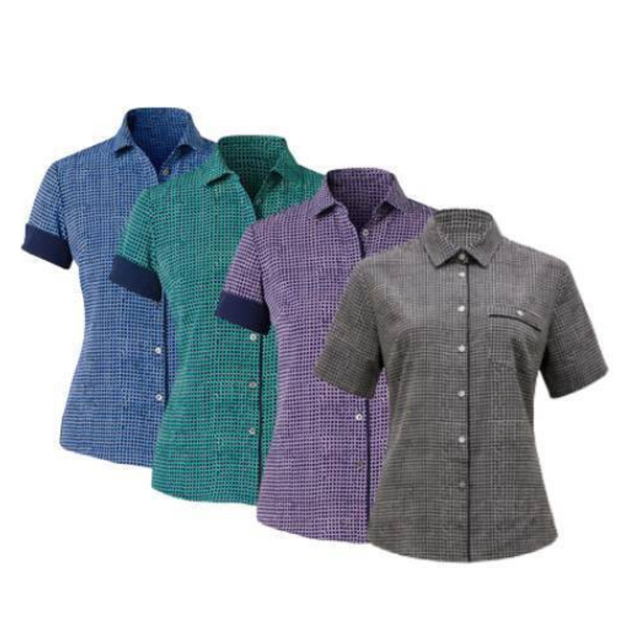 NNT Womens Pixel Print S/S Action Back Shirt Collared Button Shirt CAT9S2- Bannav S Bannav LLC
