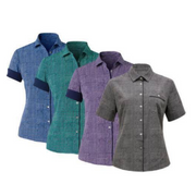 NNT Womens Pixel Print S/S Action Back Shirt Collared Button Shirt CAT9S2- Bannav S Bannav LLC