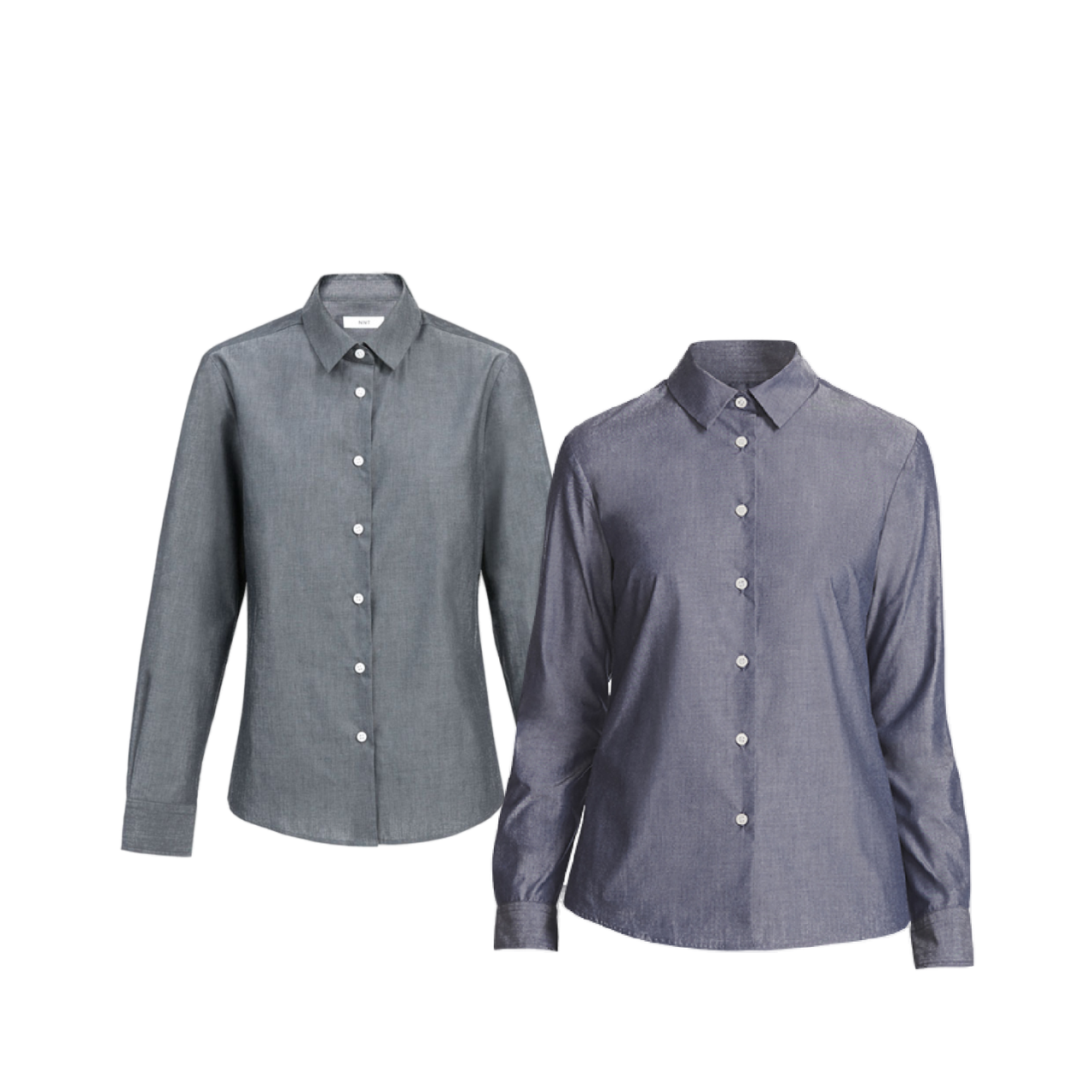 NNT Womens Chambray Long Sleeve Formal Shirt Comfy Straight Back Business CATU69- Bannav S Bannav LLC