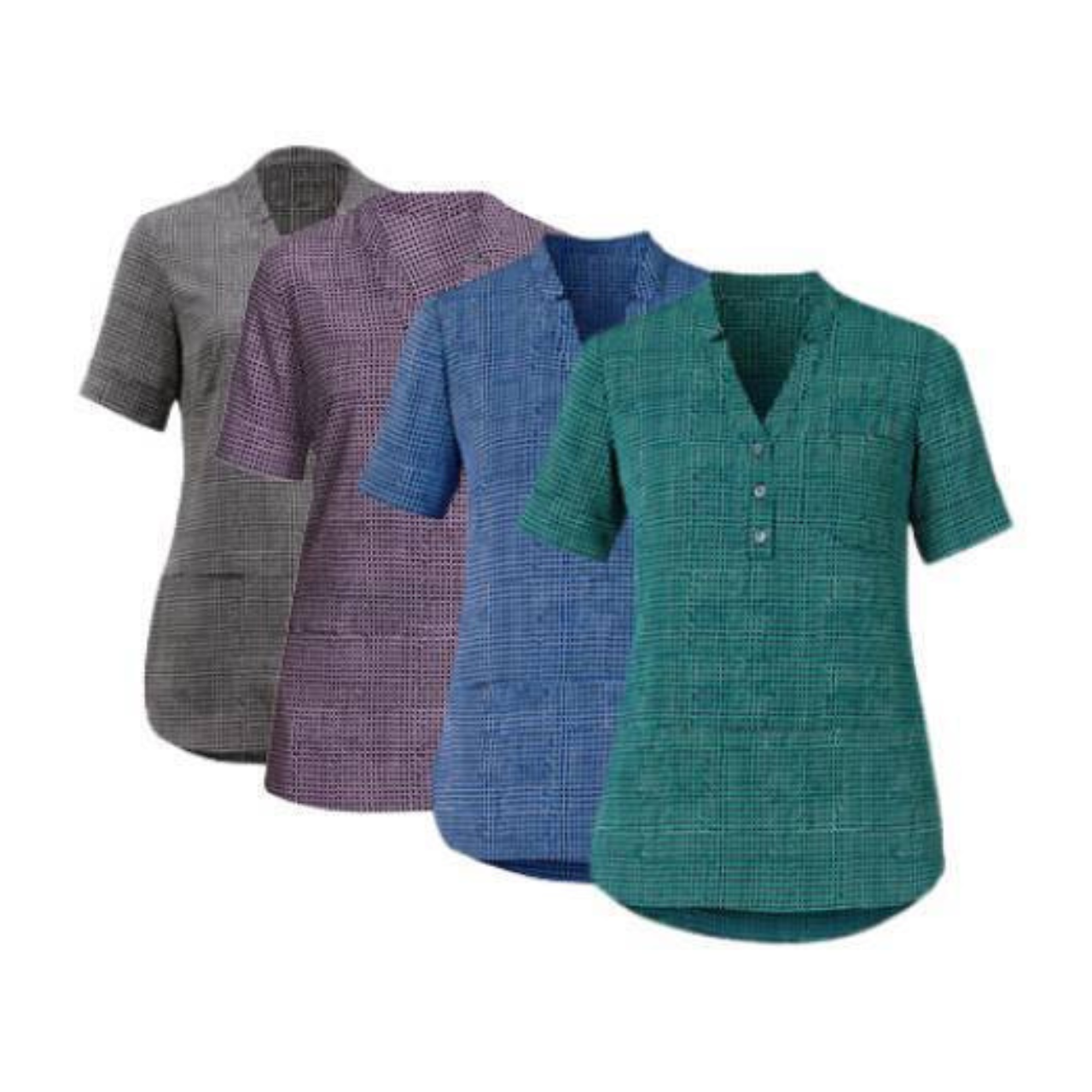 NNT Womens Pixel Print S/S Tunic V Neck Collar Sleeve Vents CAT9R9- Bannav S Bannav LLC