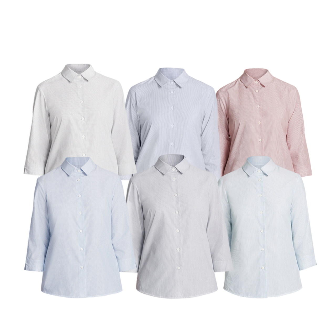 NNT Womens Textured Stripe 3/4 Sleeve Formal Shirt Cotton Blend Business CATU63- Bannav S Bannav LLC