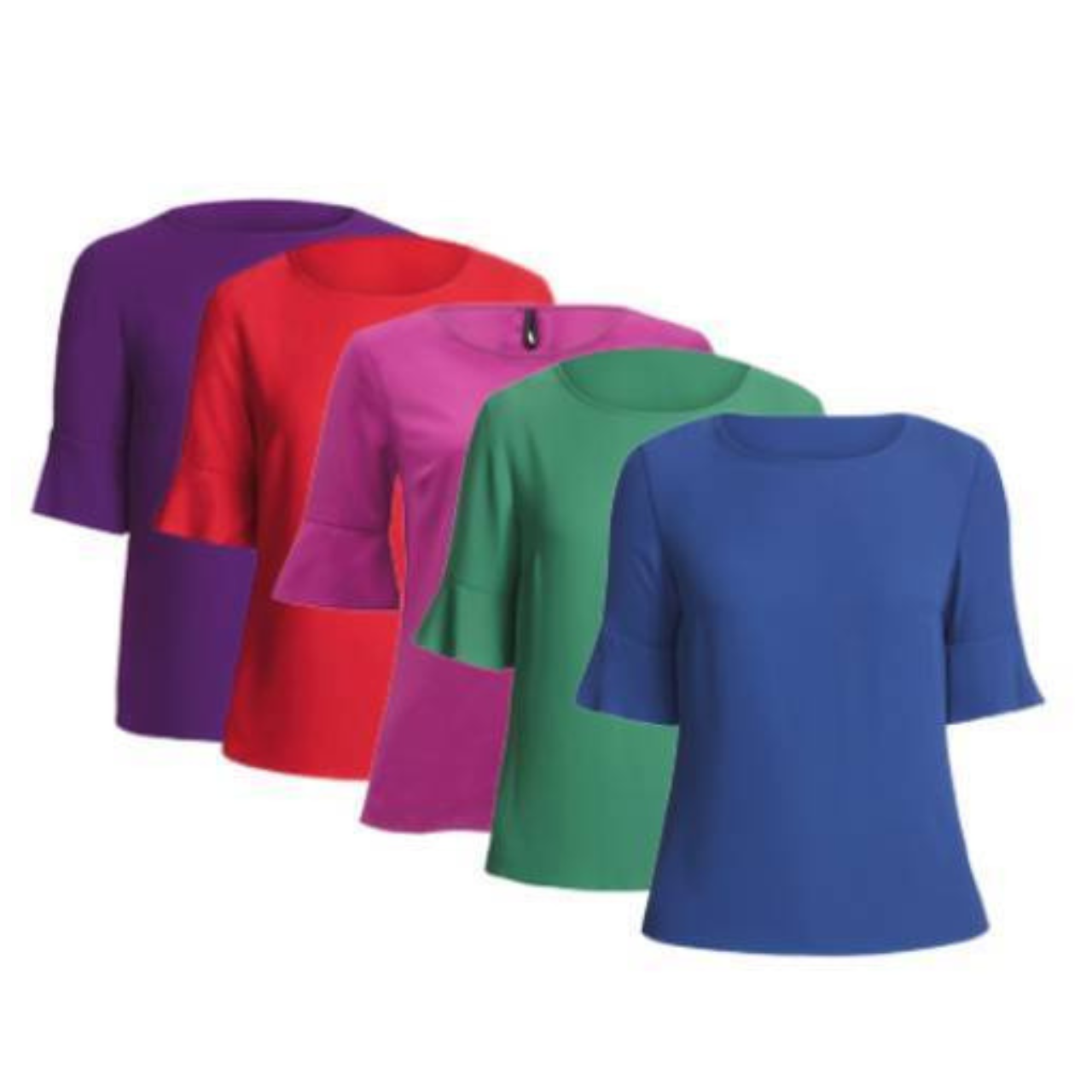 NNT Womens Fluted Sleeve Top Classic Fit round Neck Blouse CATU5T- Bannav S Bannav LLC